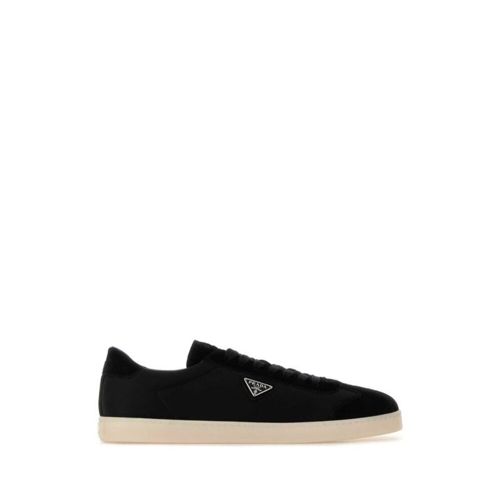 Prada Men Black Re-Nylon And Suede Sneakers